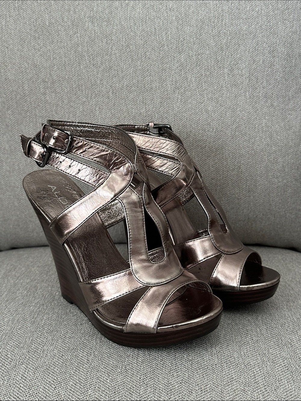 Aldo Metallic Wedge Sandals - Women's Strappy Peep Toe